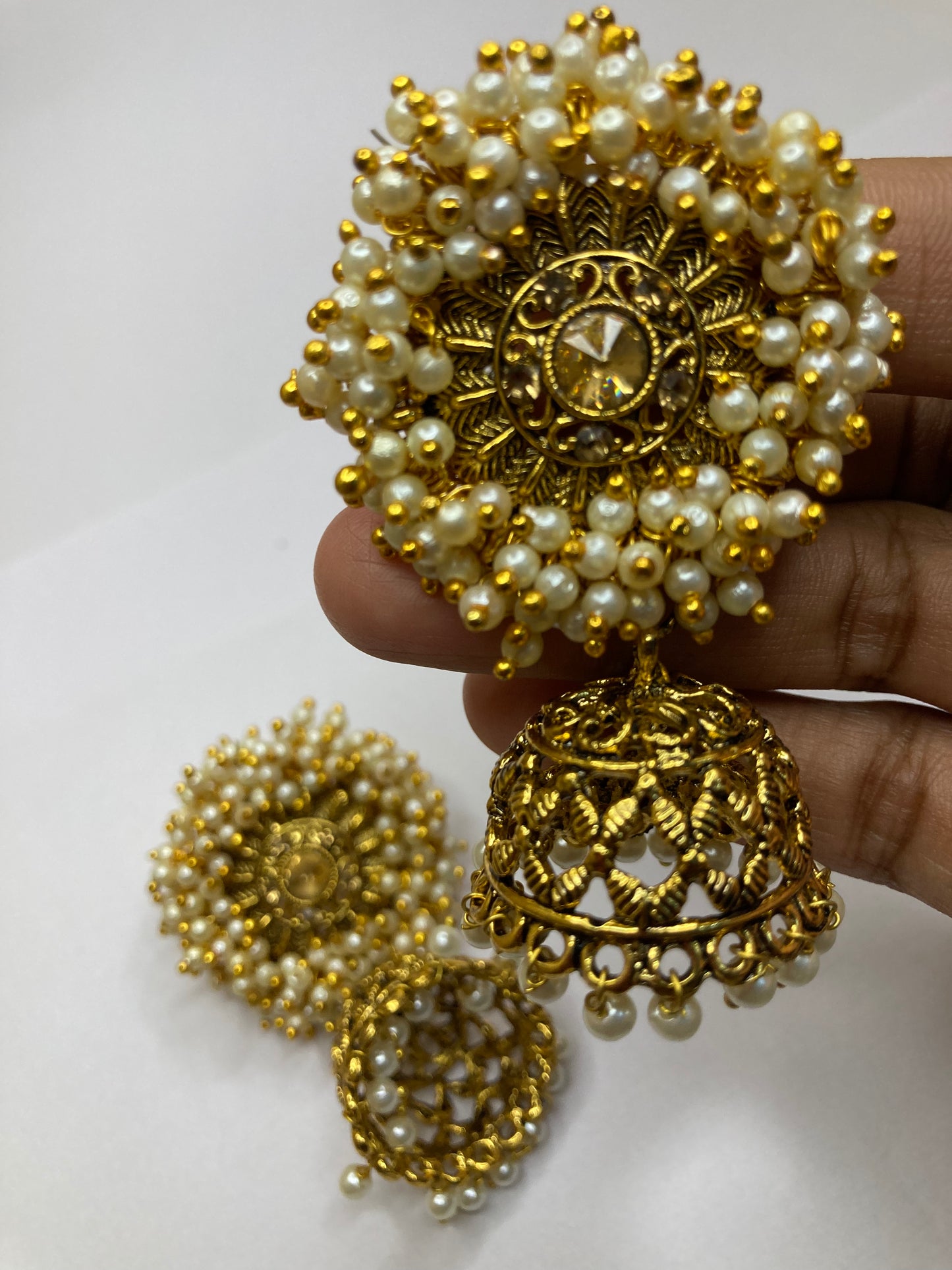 Zuccii Exclusive- Party wear Classy Earrings Big Size Antique Moti Jhumkas