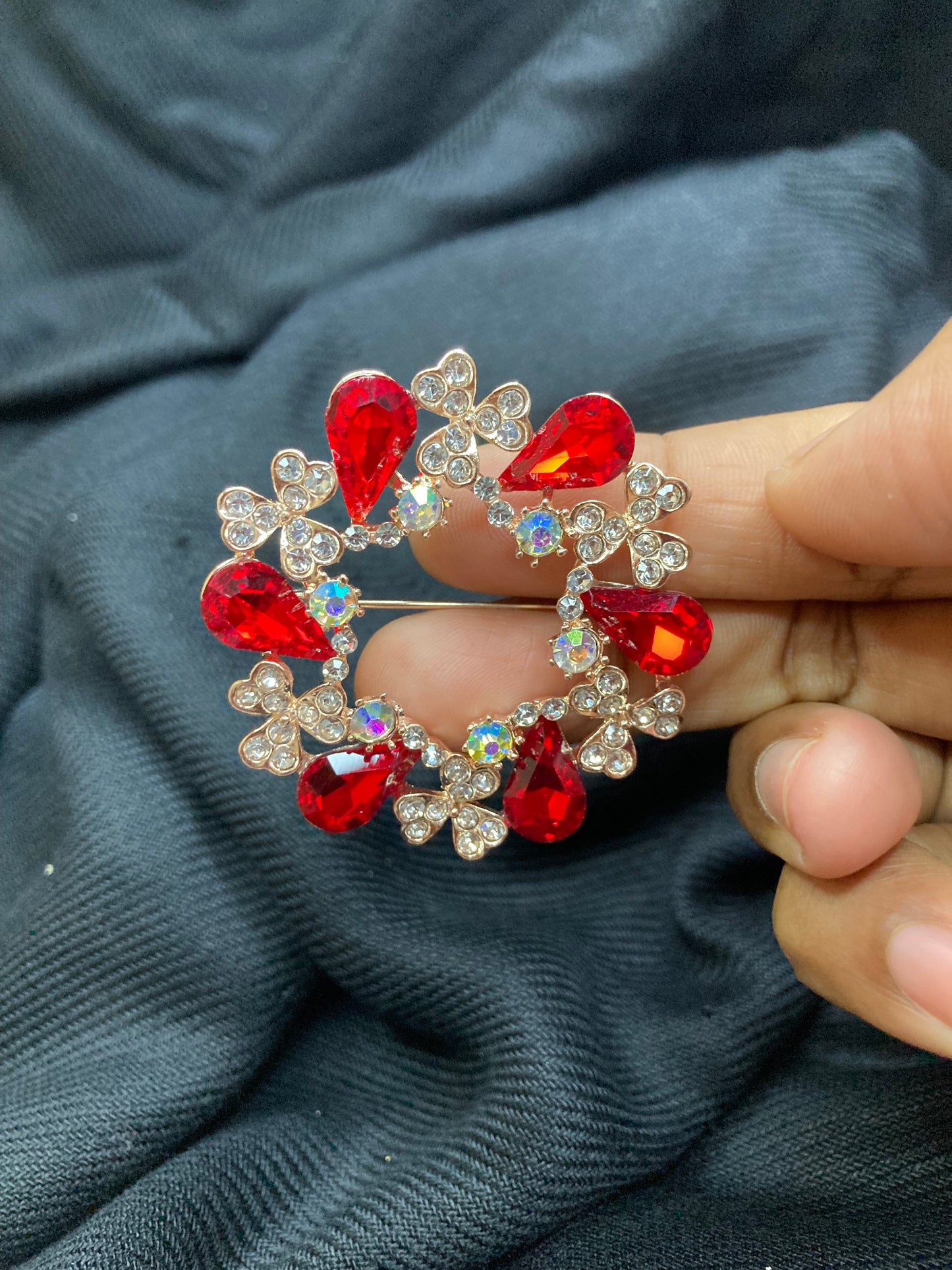 Zuccii Exclusive- Colorful Stone Brooches /Saree Pins - Party wear Accessories -Red
