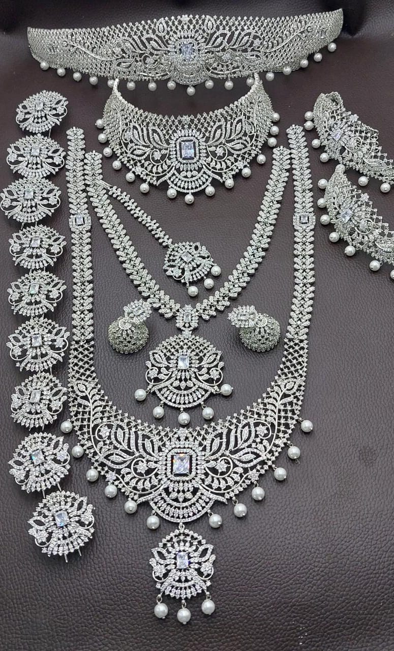 CZ Diamonds Necklace Earrings Set Pink Bridal Necklace -  UK