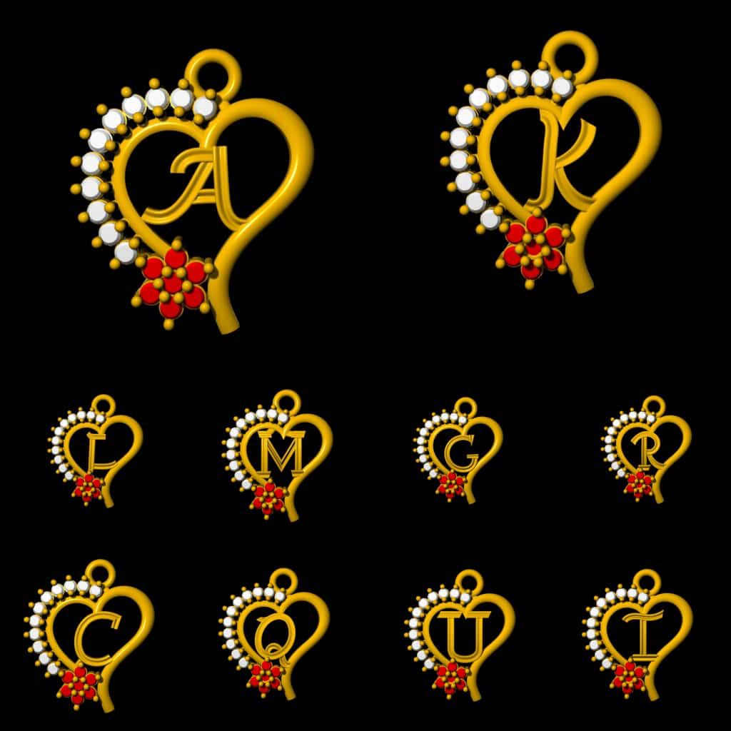 Valentineās special Gift- Personalized Heart Alphabet Pendant with chains- Customized jewelry