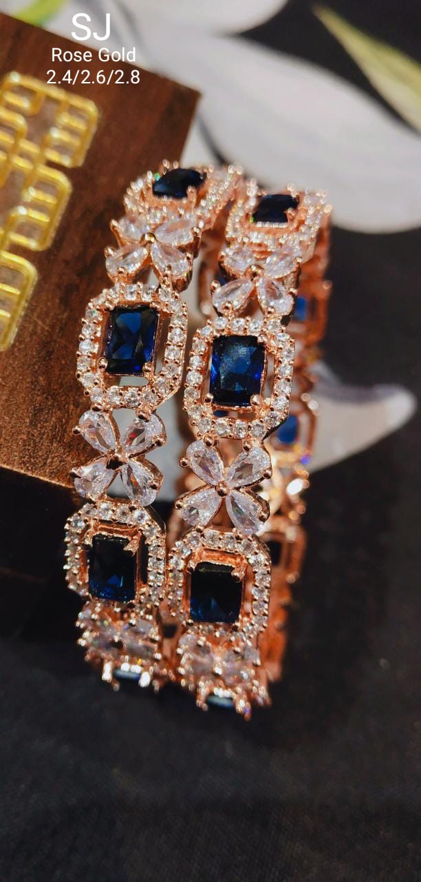 DesignerWear Star-cut American Diamond Stone Bangles set of 2-Party Wear jewelry