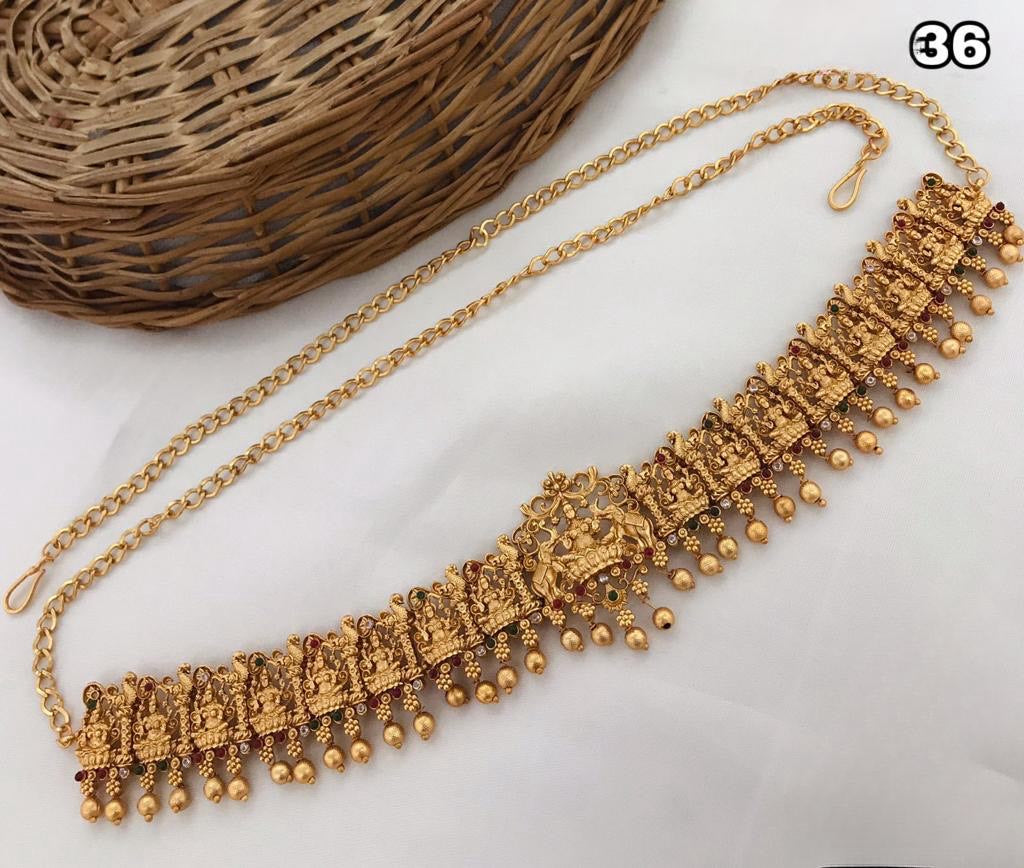 Traditional Temple Jewelry GajaLakshmi Matte finish Hipchain for the Traditional you