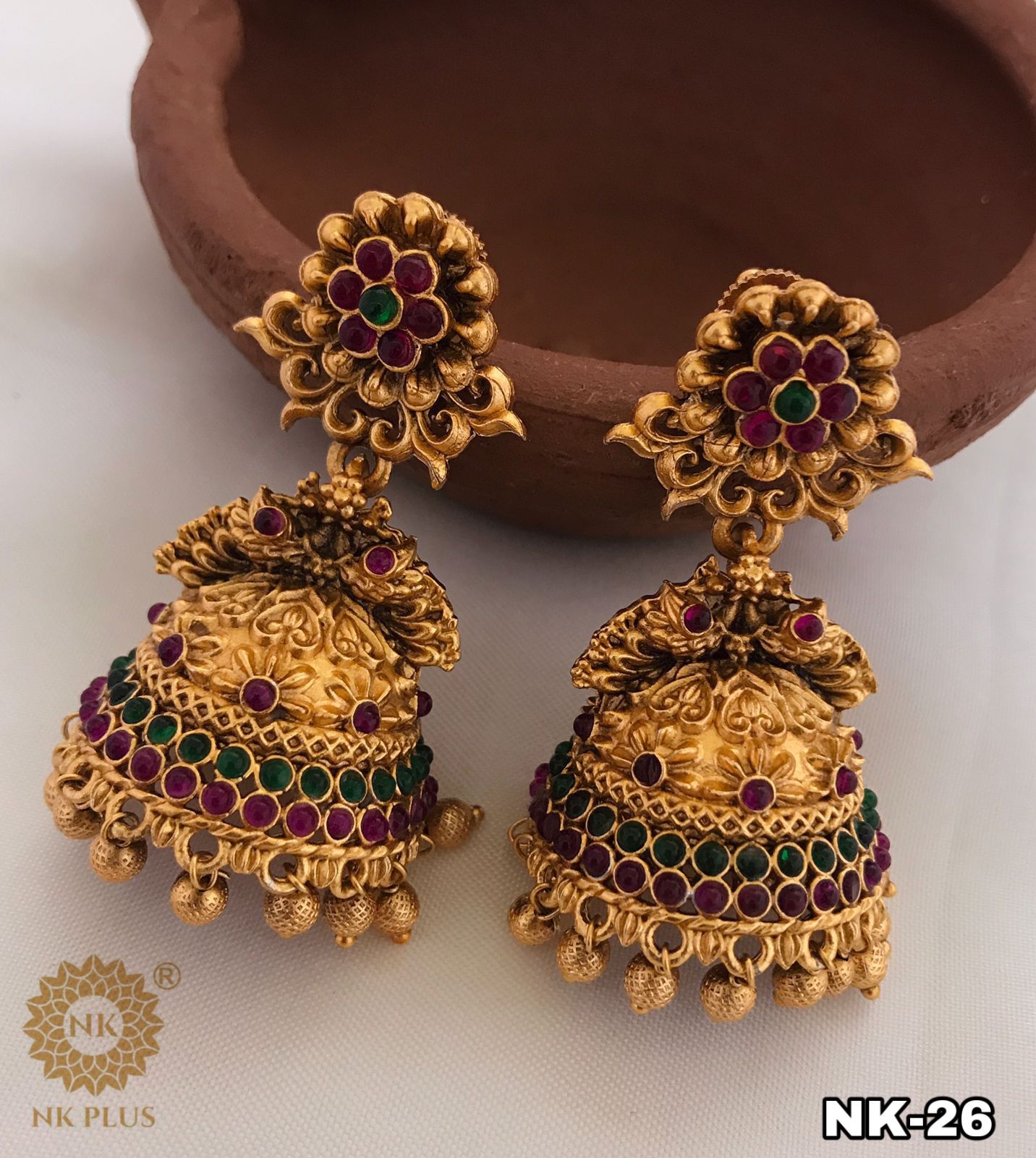 Flower Design Matte Finish Jhumkas -Classy New Big Bridal Jhumki Earrings