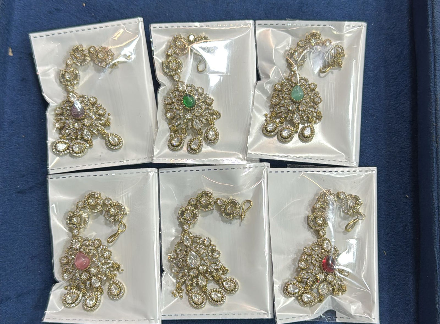 Premium Victorian Polish Moissanite Stone Maang Tikkas