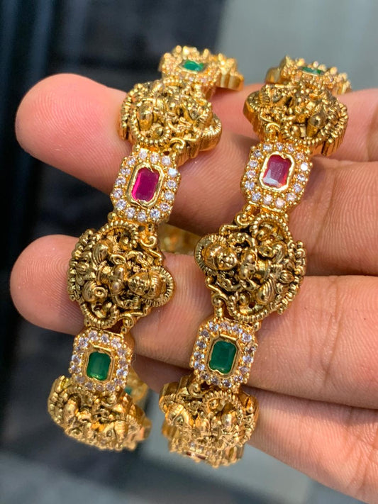 Premium Matte Finish Lakshmi Bangles, Temple Jewelry Party Wear-1 pair