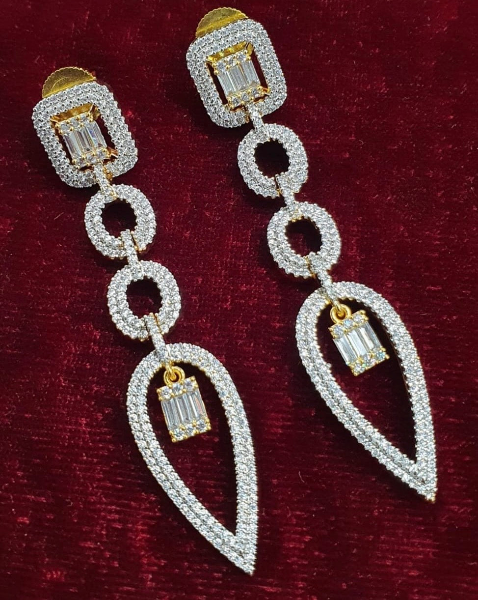 Classy AD Stone Danglers - Long Earrings