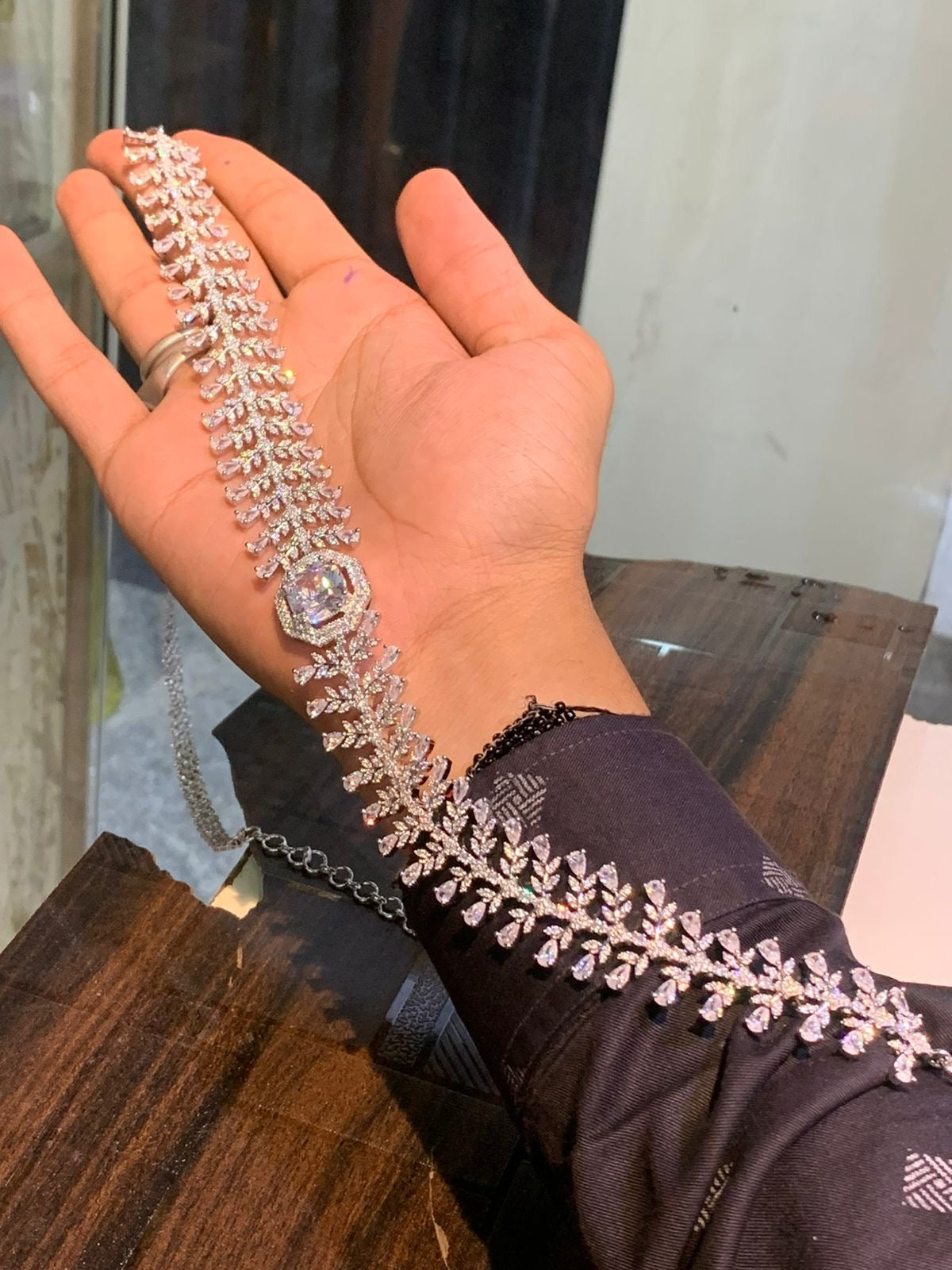 Fashionable Stone Hipchain - Premium Silver Polish AD Jewelry