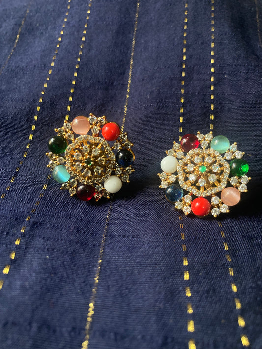 Bestselling Navratna Stone Necklace with Earrings