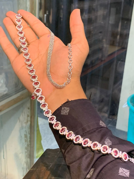 Fashionable Thin Stone Hipchain - Premium Silver Polish Cz Jewelry