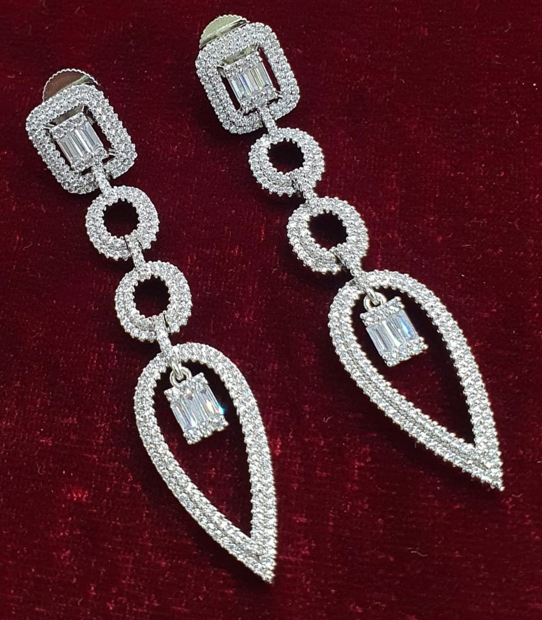 Classy AD Stone Danglers - Long Earrings