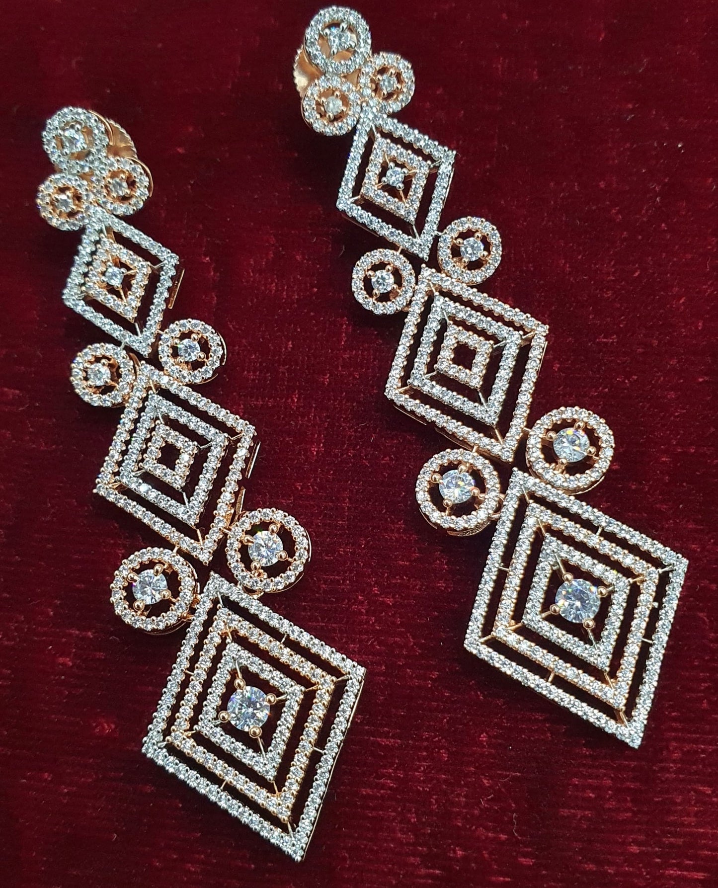 Sparkling AD Stone Danglers- Long Earrings