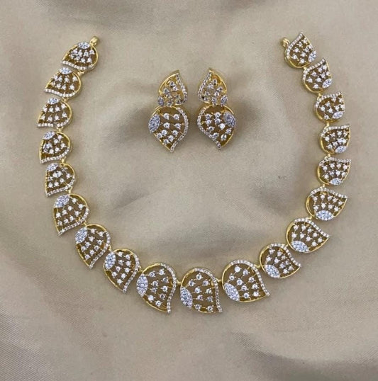 Premium Stylish AD Stone Simple Necklace with Earrings