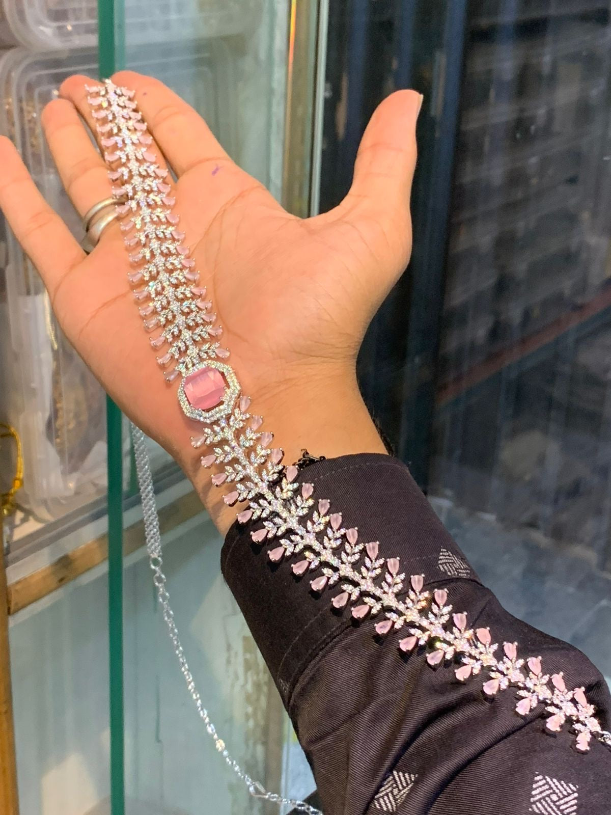 Fashionable Stone Hipchain - Premium Silver Polish AD Jewelry