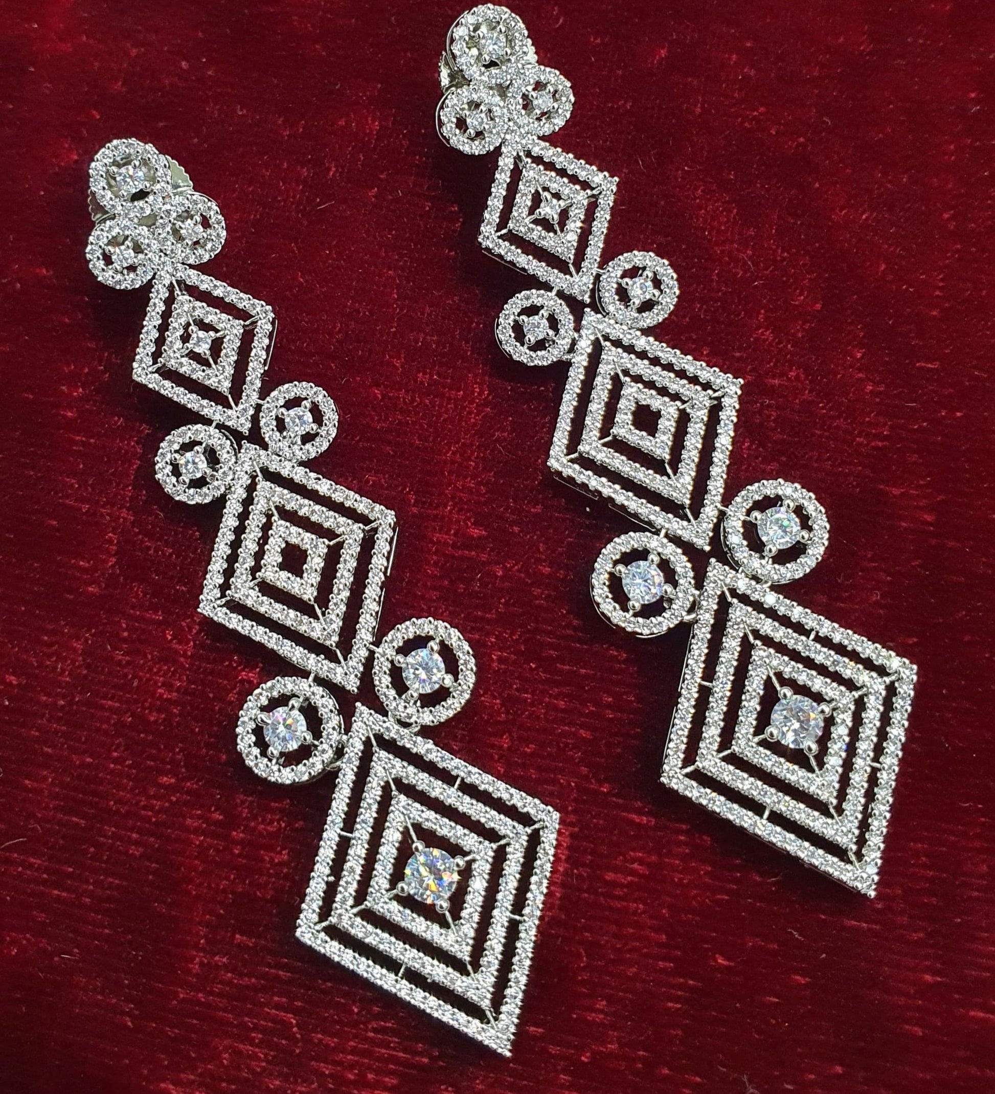 Sparkling AD Stone Danglers- Long Earrings