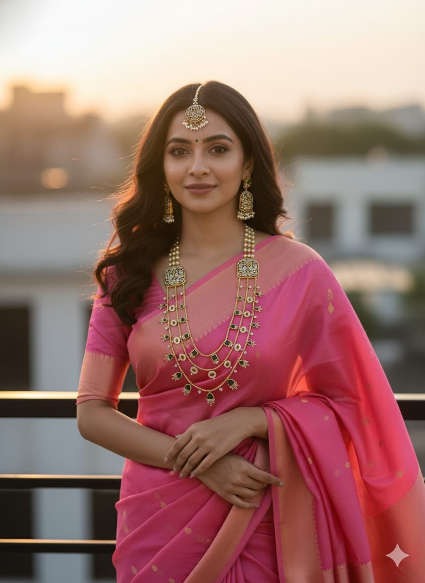 Classic Premium Elegance Layered Necklace with Earrings and Tikka