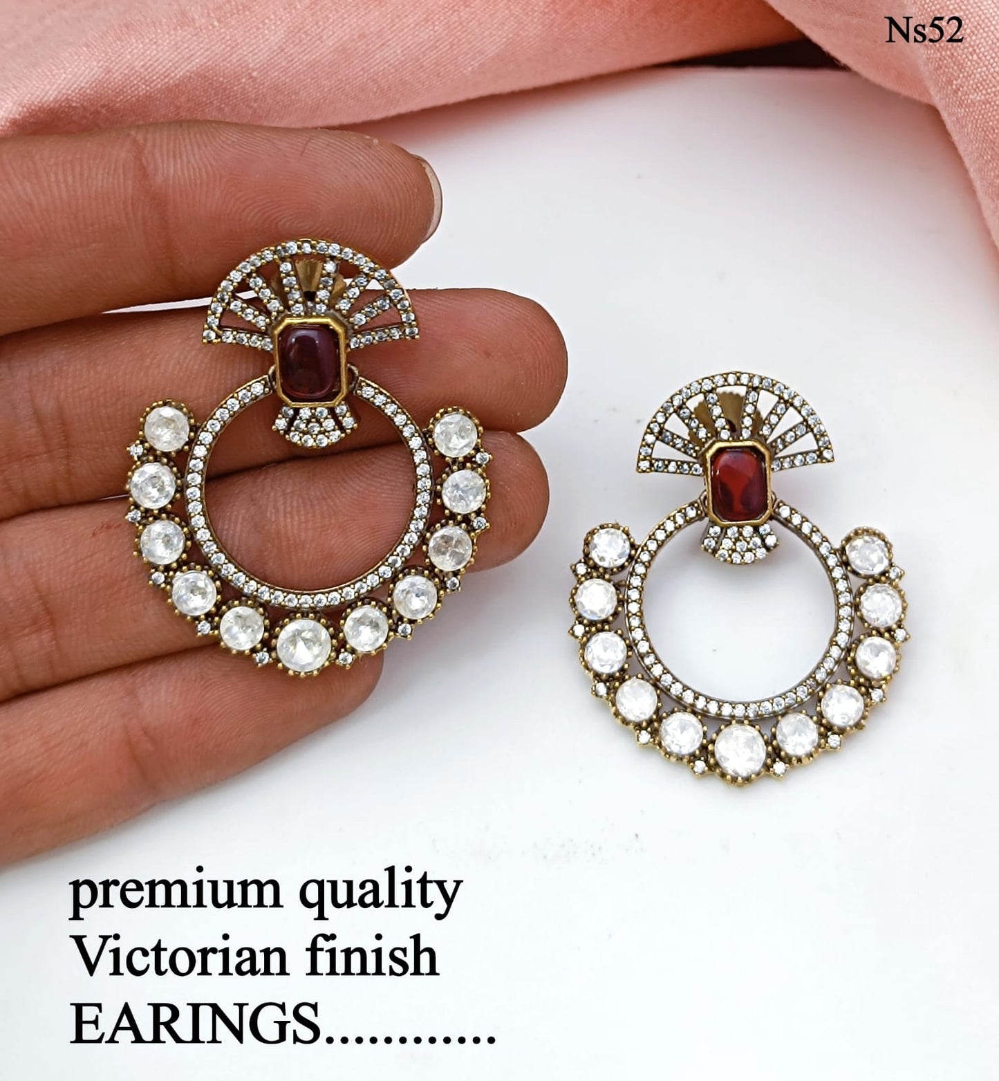 Classy Victorian Finish AD Stone Earrings