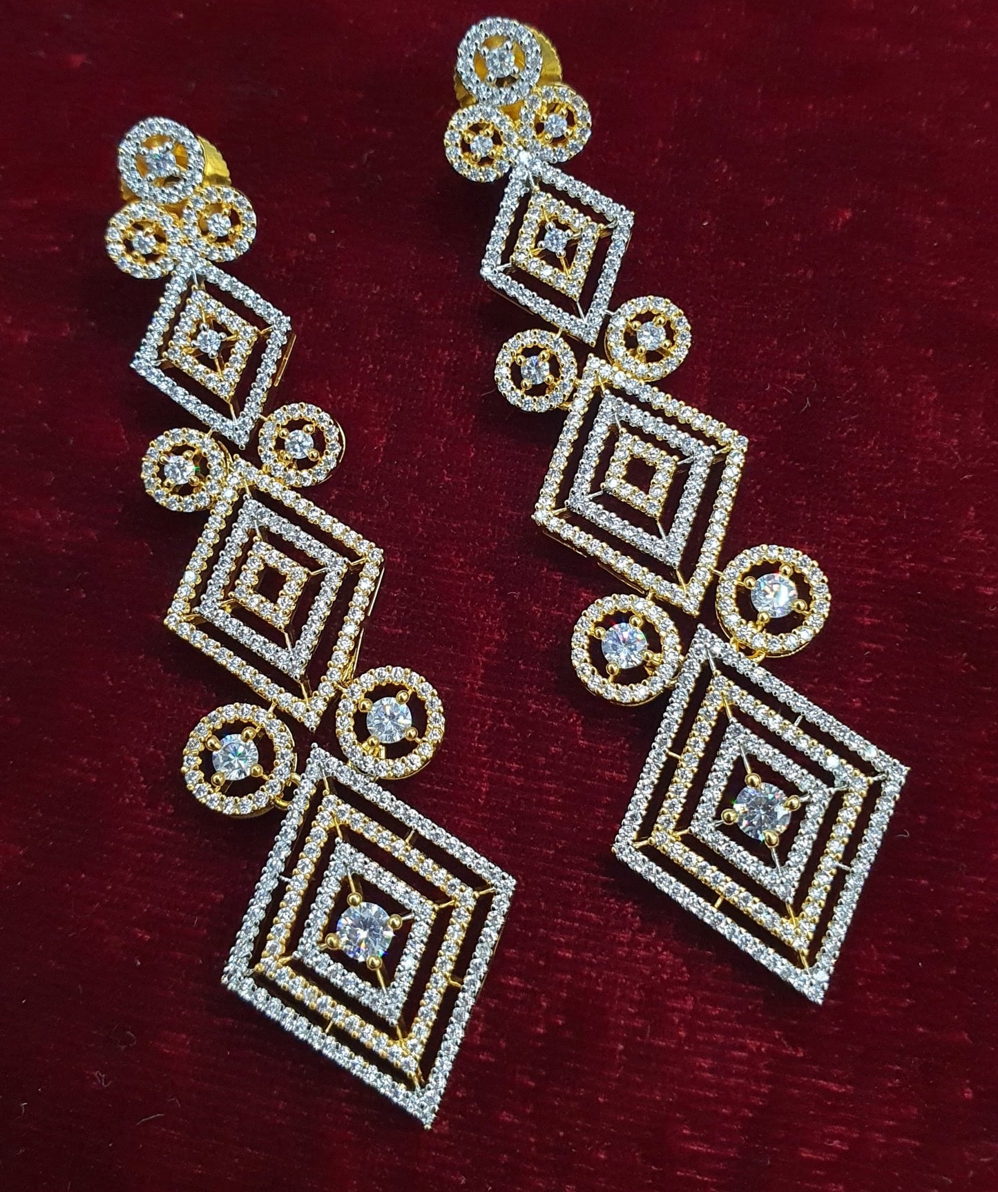 Sparkling AD Stone Danglers- Long Earrings