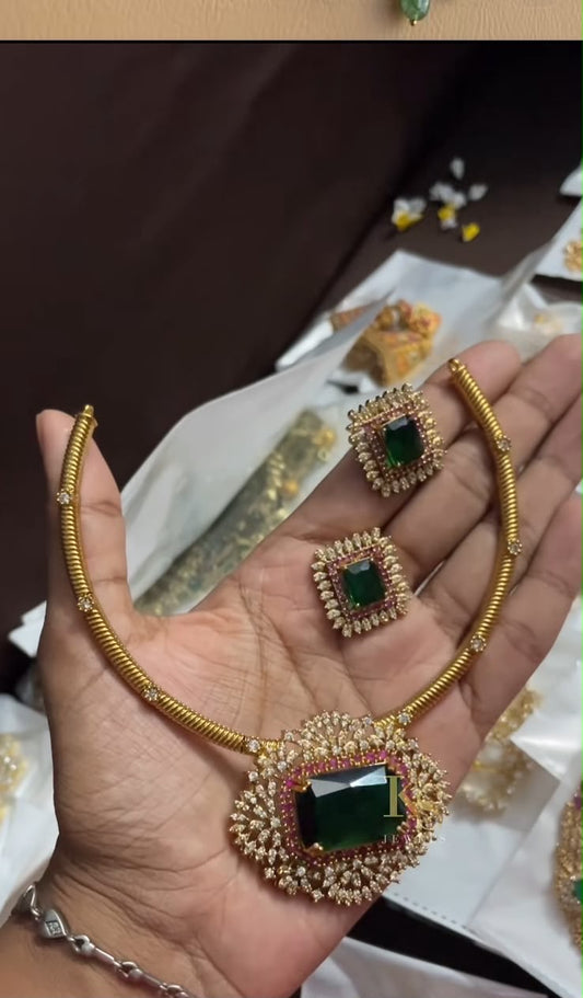 Latest Antique Matte Pendant with Kanti Necklace And Earrings - Premium Quality