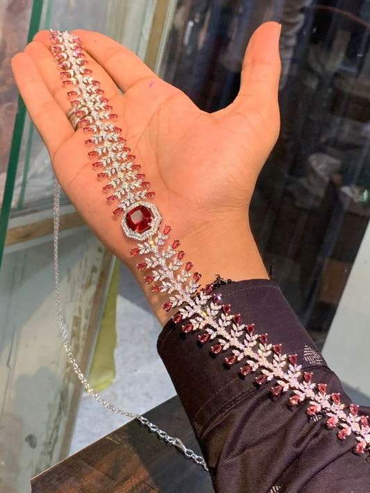 Fashionable Stone Hipchain - Premium Silver Polish AD Jewelry