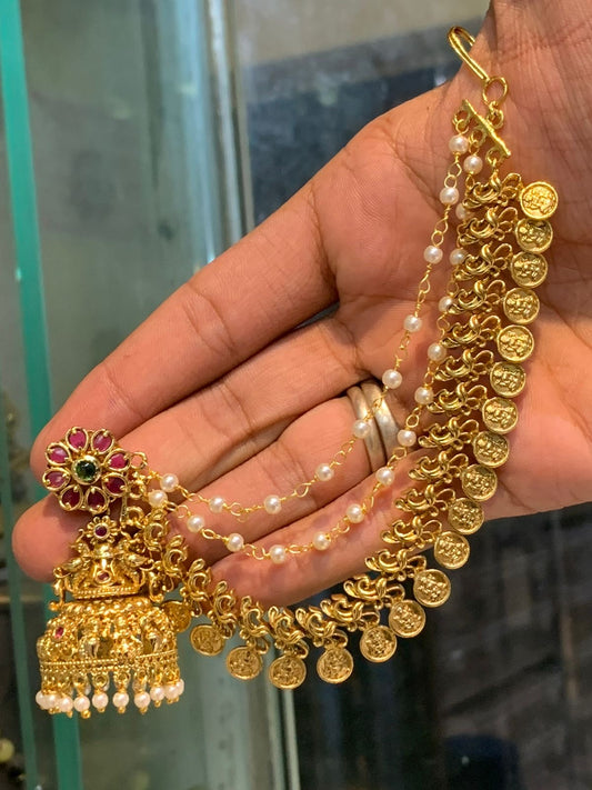 Premium Quality Bridal Flower Design Jhumka Maatal - Earrings with Chempaswaralu