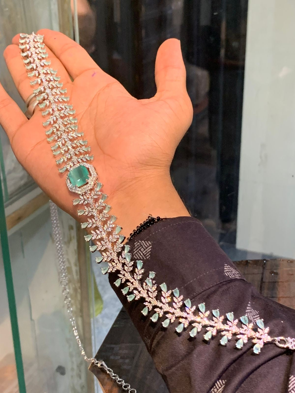 Fashionable Stone Hipchain - Premium Silver Polish AD Jewelry