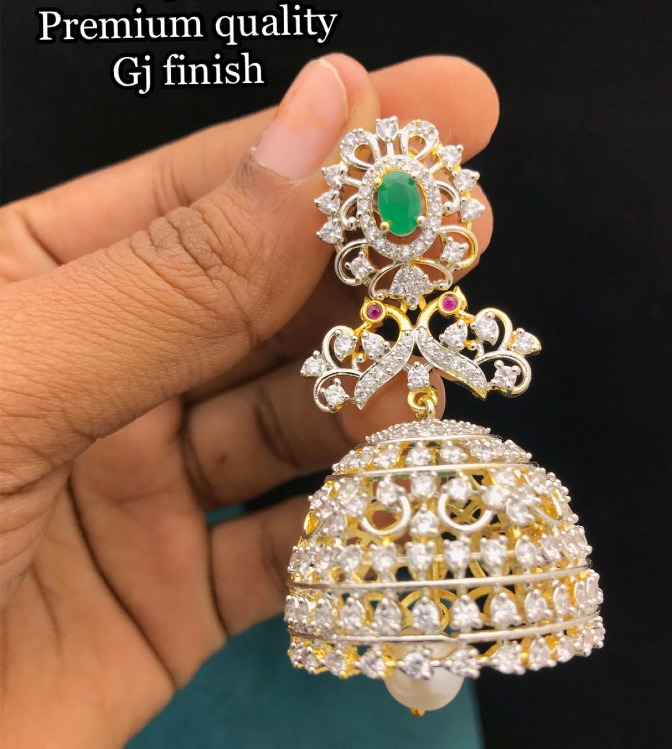 JEWERICHE IMITATION attractive stone jhumka earrings for party ( half stone  jhumka )