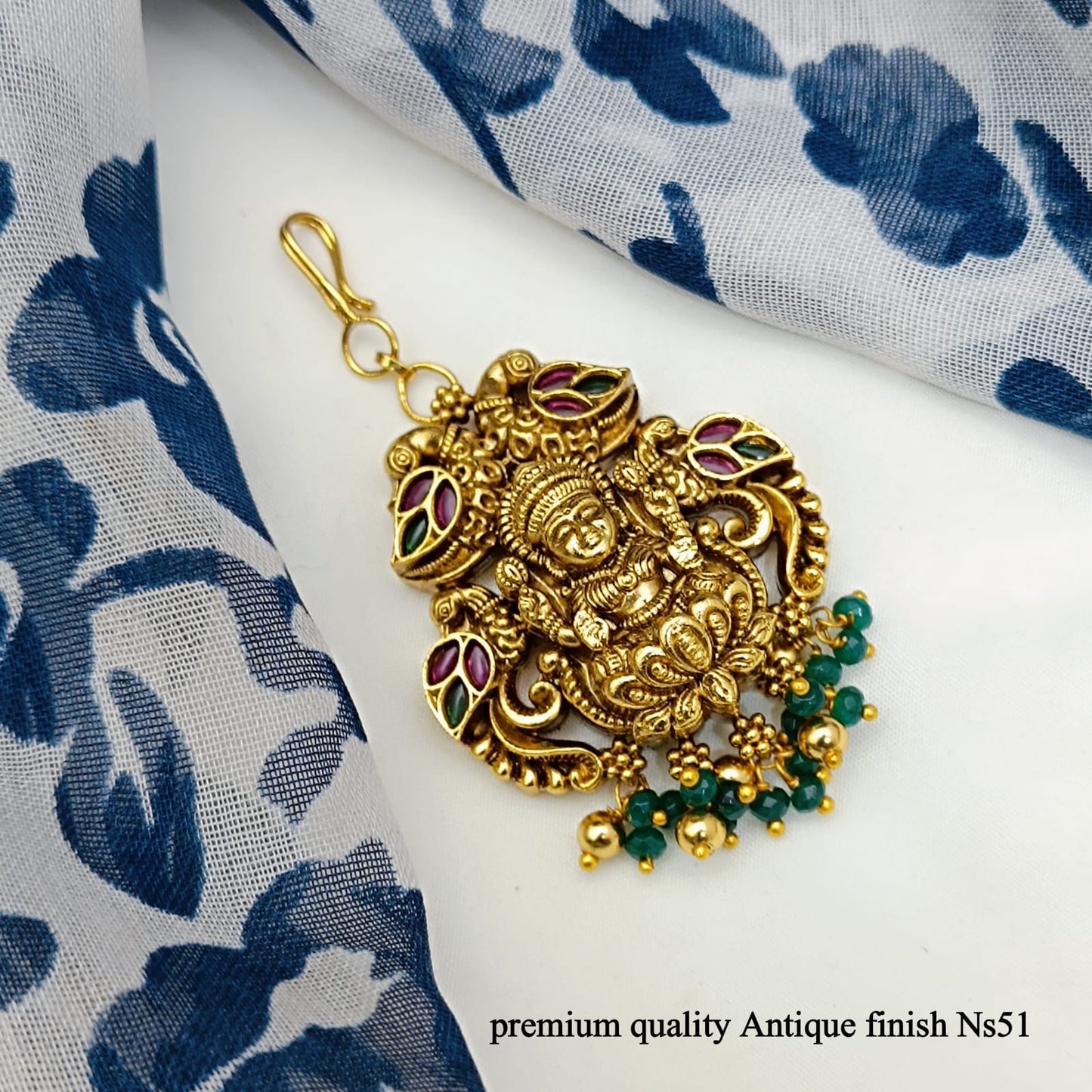 Premium Antique Maang Pendant Tikkas - Temple Jewelry Tikka Lakshmi Design
