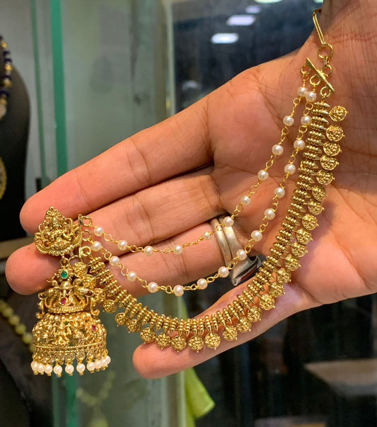 Premium Quality Bridal Lakshmi Jhumka Maatal - Earrings with Chempaswaralu