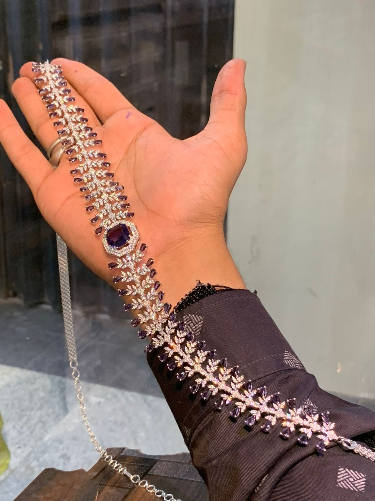 Fashionable Stone Hipchain - Premium Silver Polish AD Jewelry