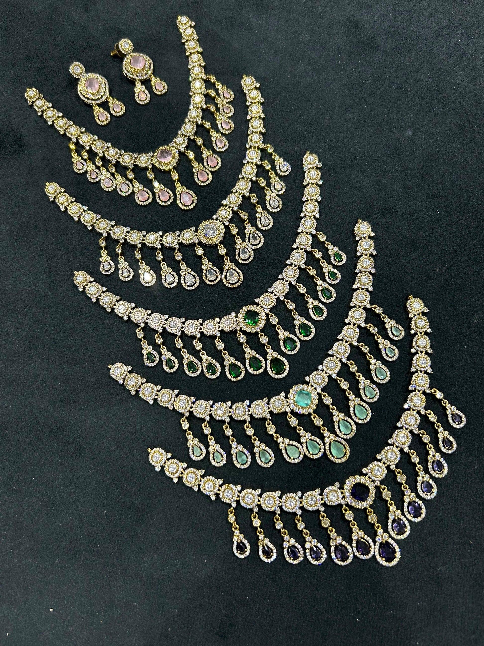 All New Premium Matte Finish Haram Necklace and Earrings