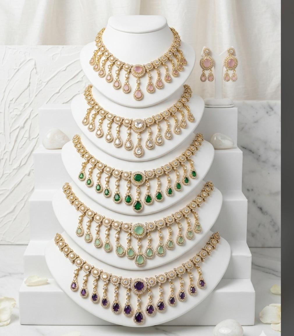 All New Premium Matte Finish Haram Necklace and Earrings