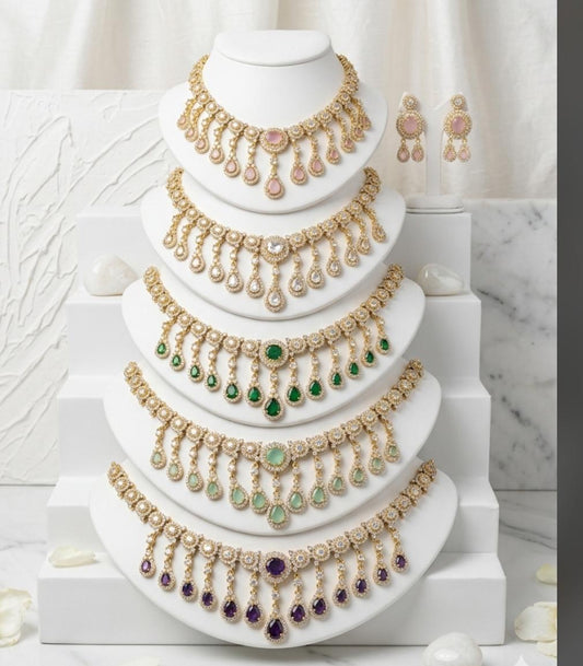 All New Premium Matte Finish Haram Necklace and Earrings