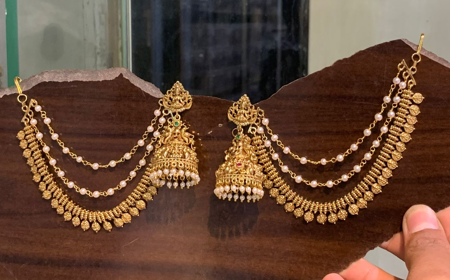 Premium Quality Bridal Lakshmi Jhumka Maatal - Earrings with Chempaswaralu