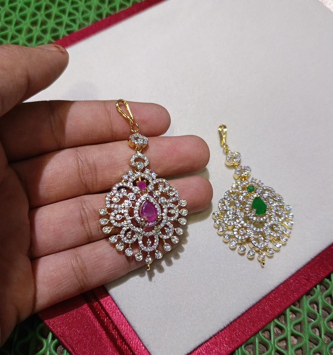 Beautiful Premium  Sparkle GJ Polish Maang Tikkas-1 Pc