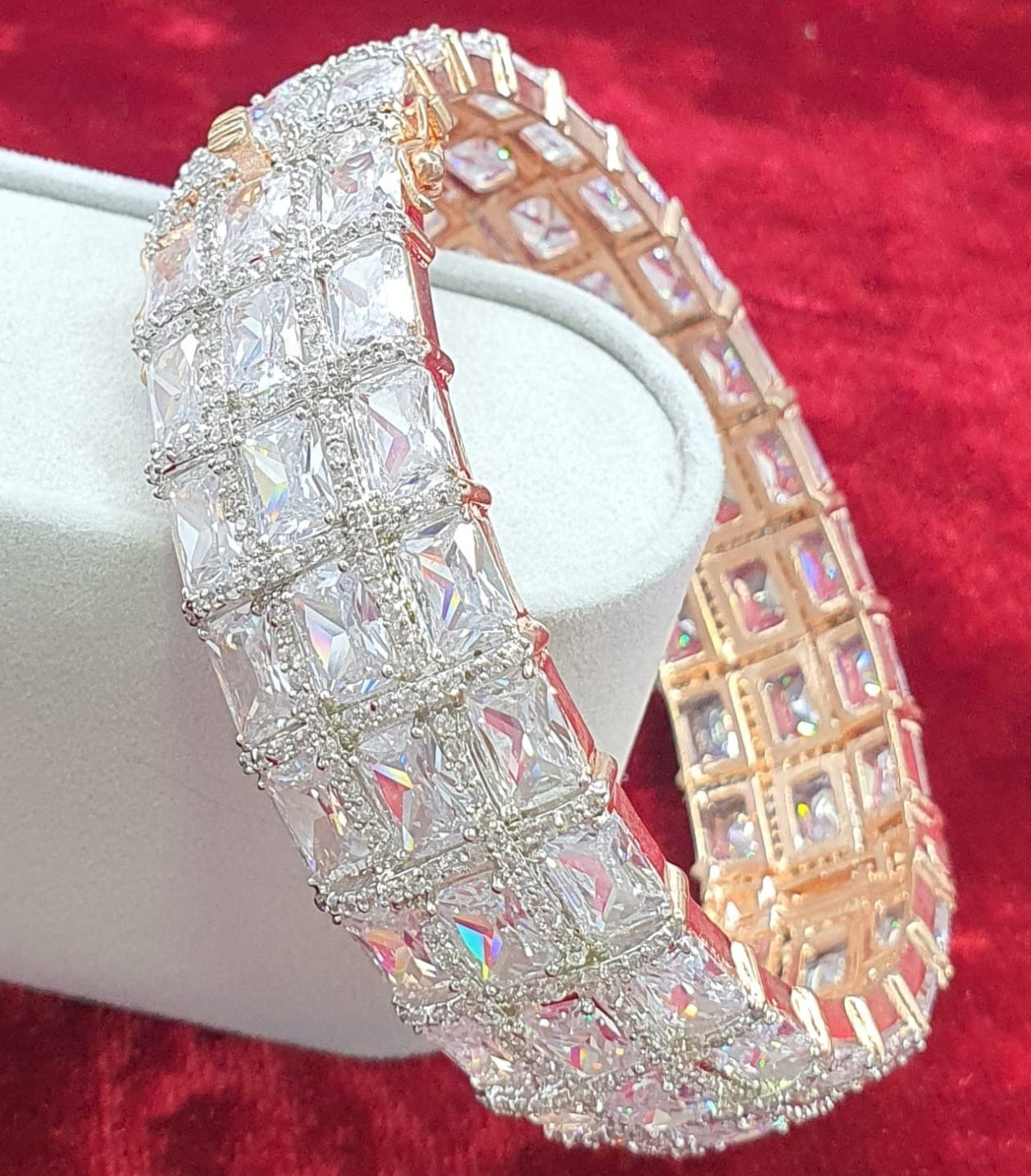 Beautiful American Diamond 3Line Stone Openable Kada Bangles -Set Of 2