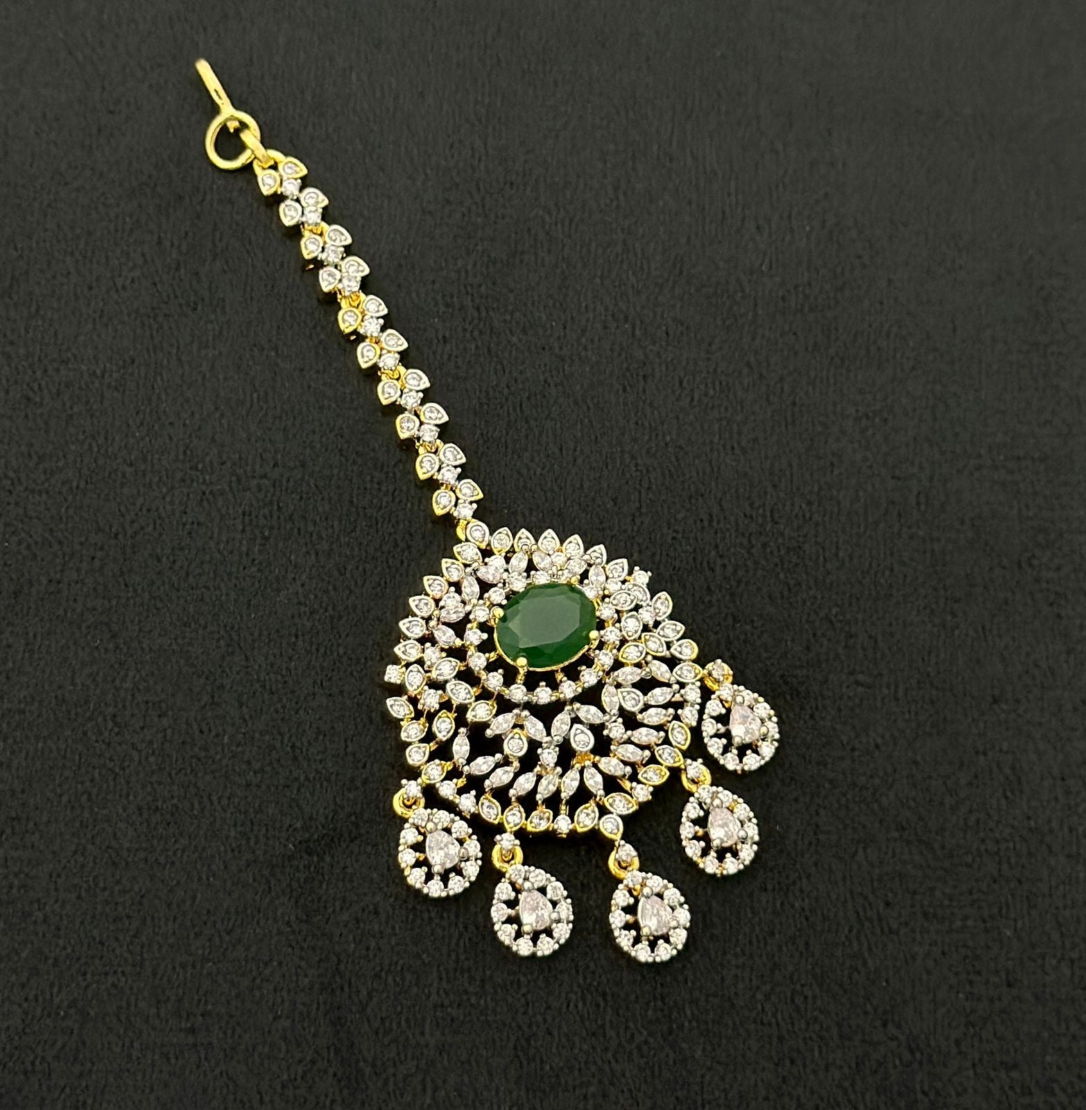 Beautiful GJ Polish Cz Stone Maang Tikkas -Premium Quality