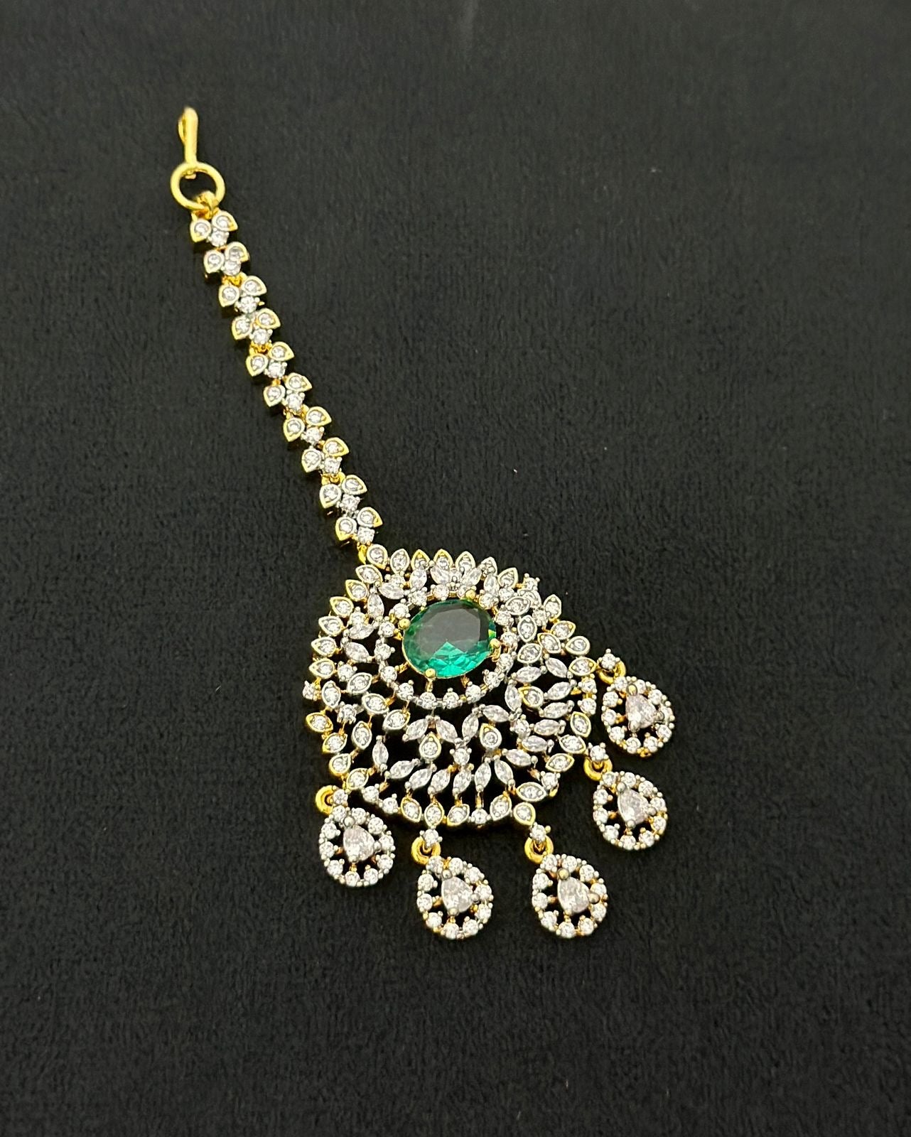 Beautiful GJ Polish Cz Stone Maang Tikkas -Premium Quality