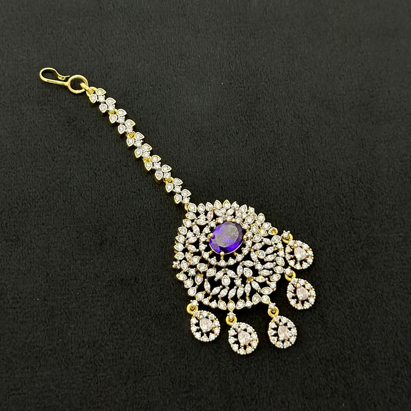 Beautiful GJ Polish Cz Stone Maang Tikkas -Premium Quality