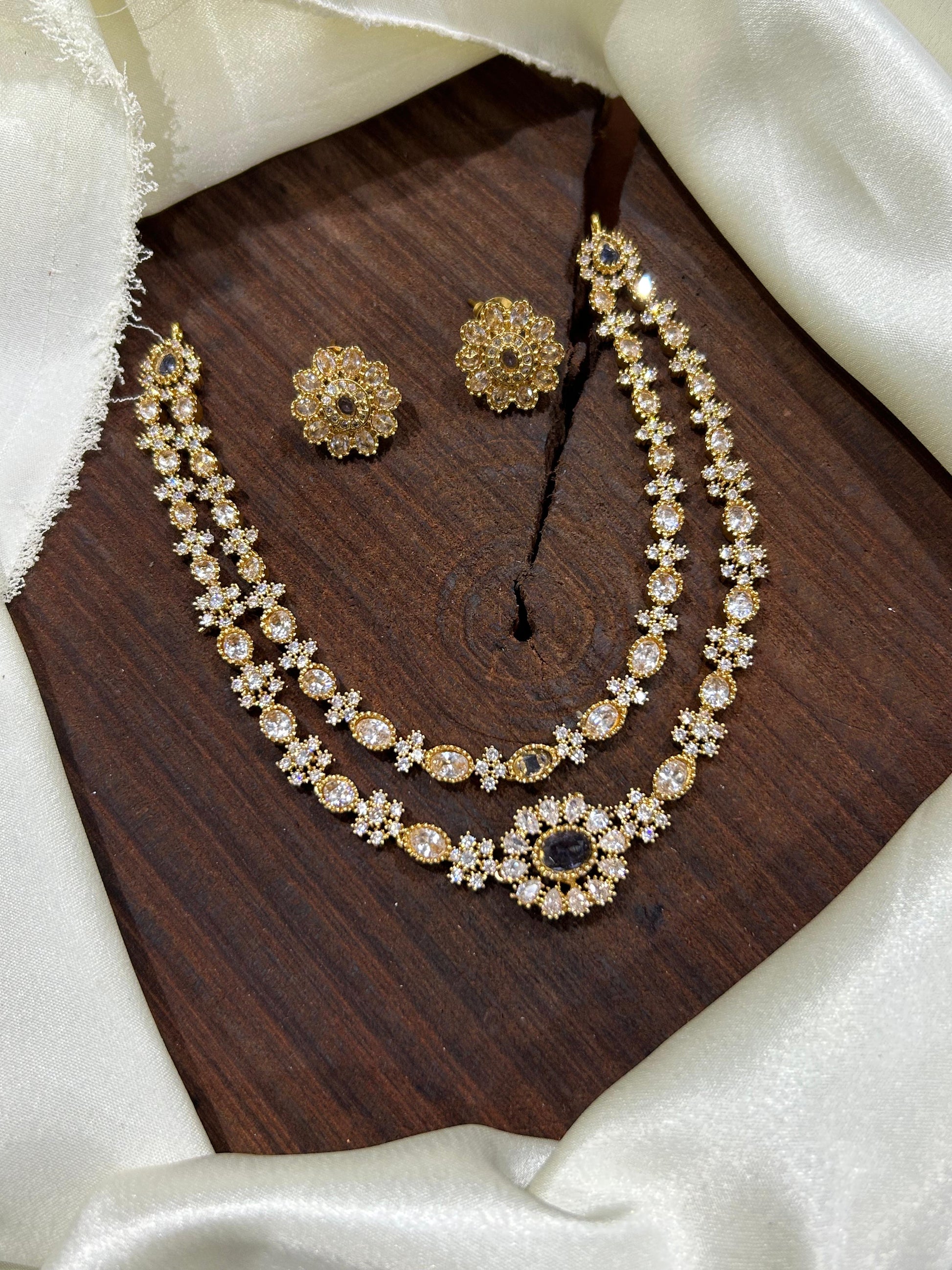 Bestselling Premium Finish Layered Necklace with Stud Earrings