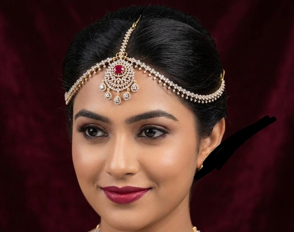 Bridal GJ Finish Diamond Replica Stone Mathpati Tikkas