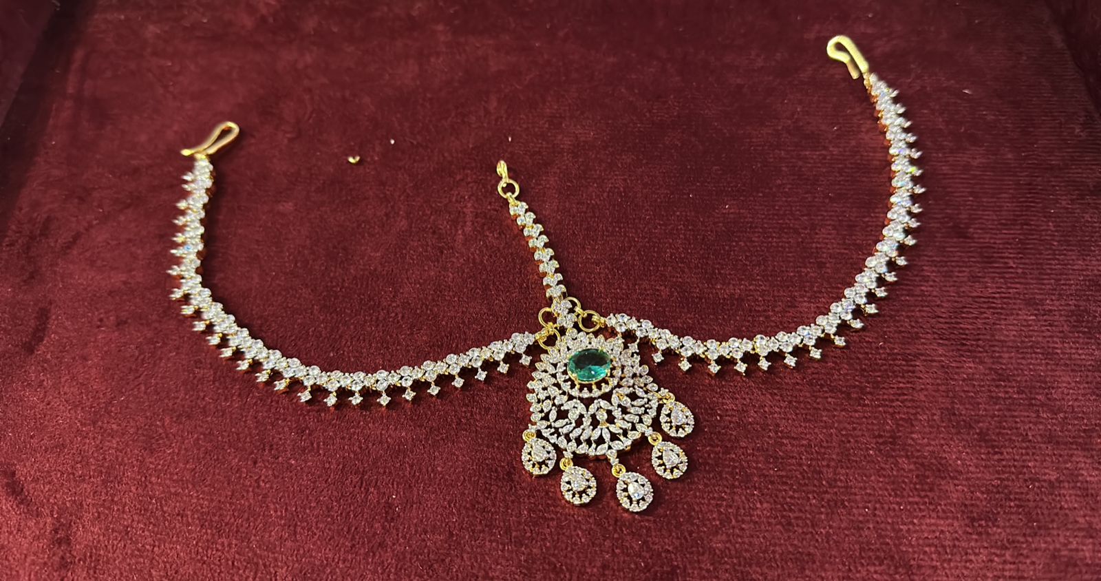 Bridal GJ Finish Diamond Replica Stone Mathpati Tikkas