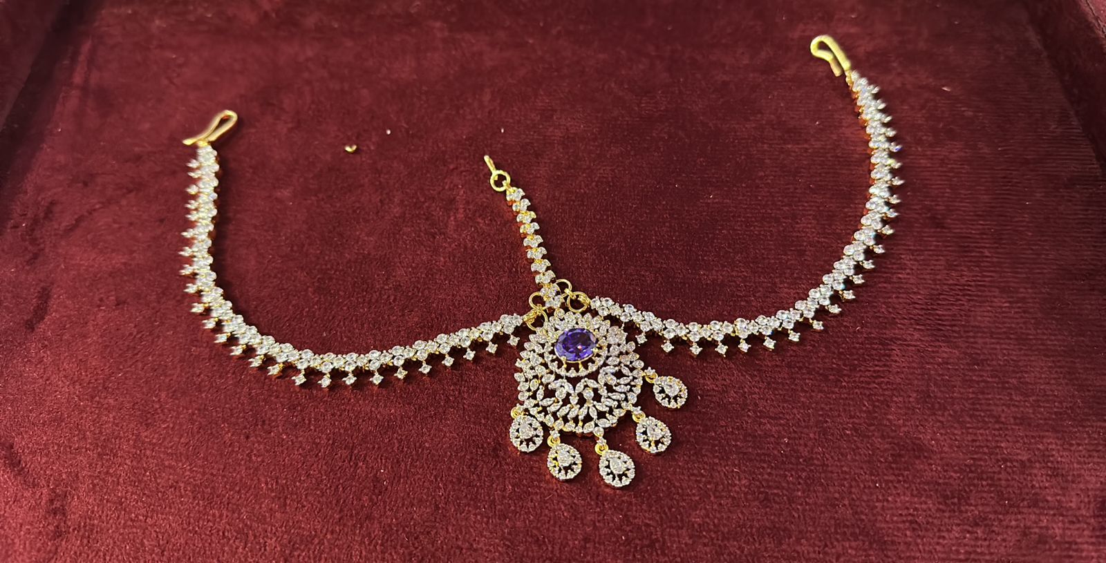 Bridal GJ Finish Diamond Replica Stone Mathpati Tikkas