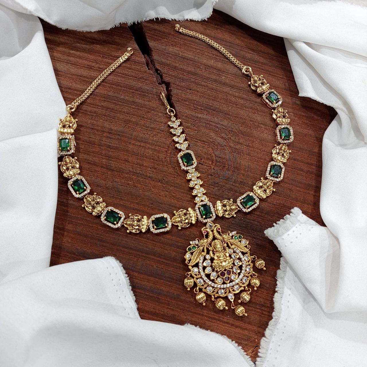 Bridal Mathpati Tikkas - Premium Matte Antique Lakshmi Motif