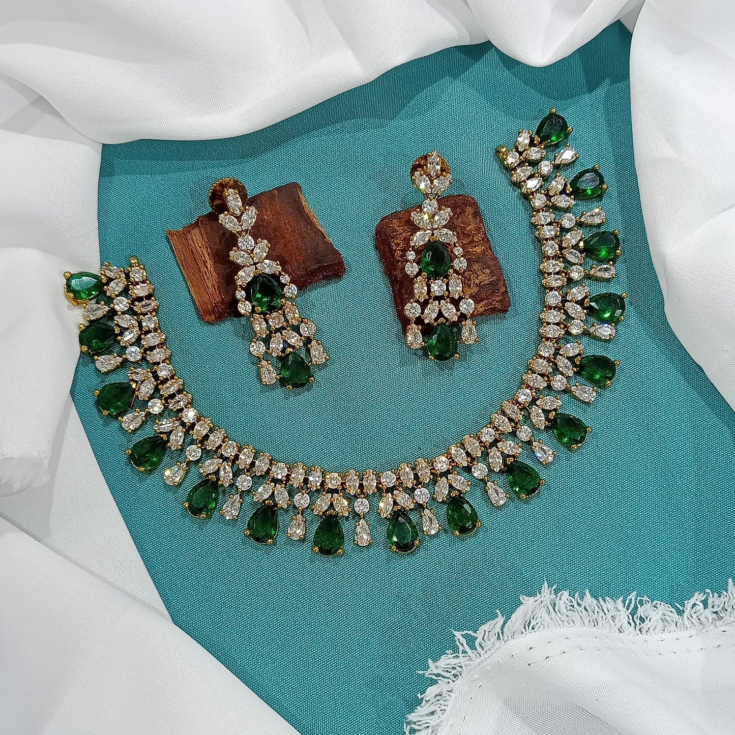 Stunning Premium AD Necklace Set with Earrings