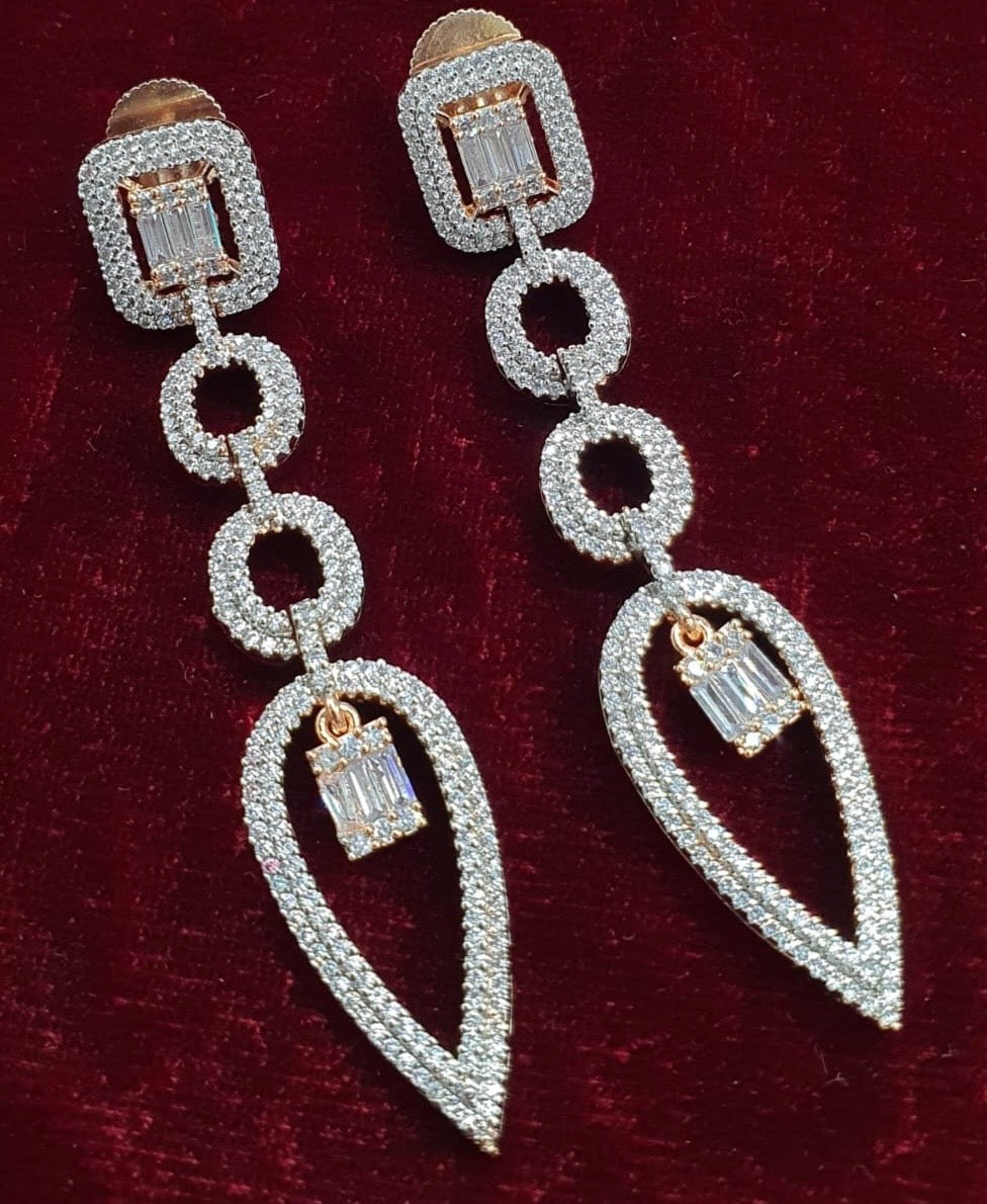 Classy AD Stone Danglers - Long Earrings