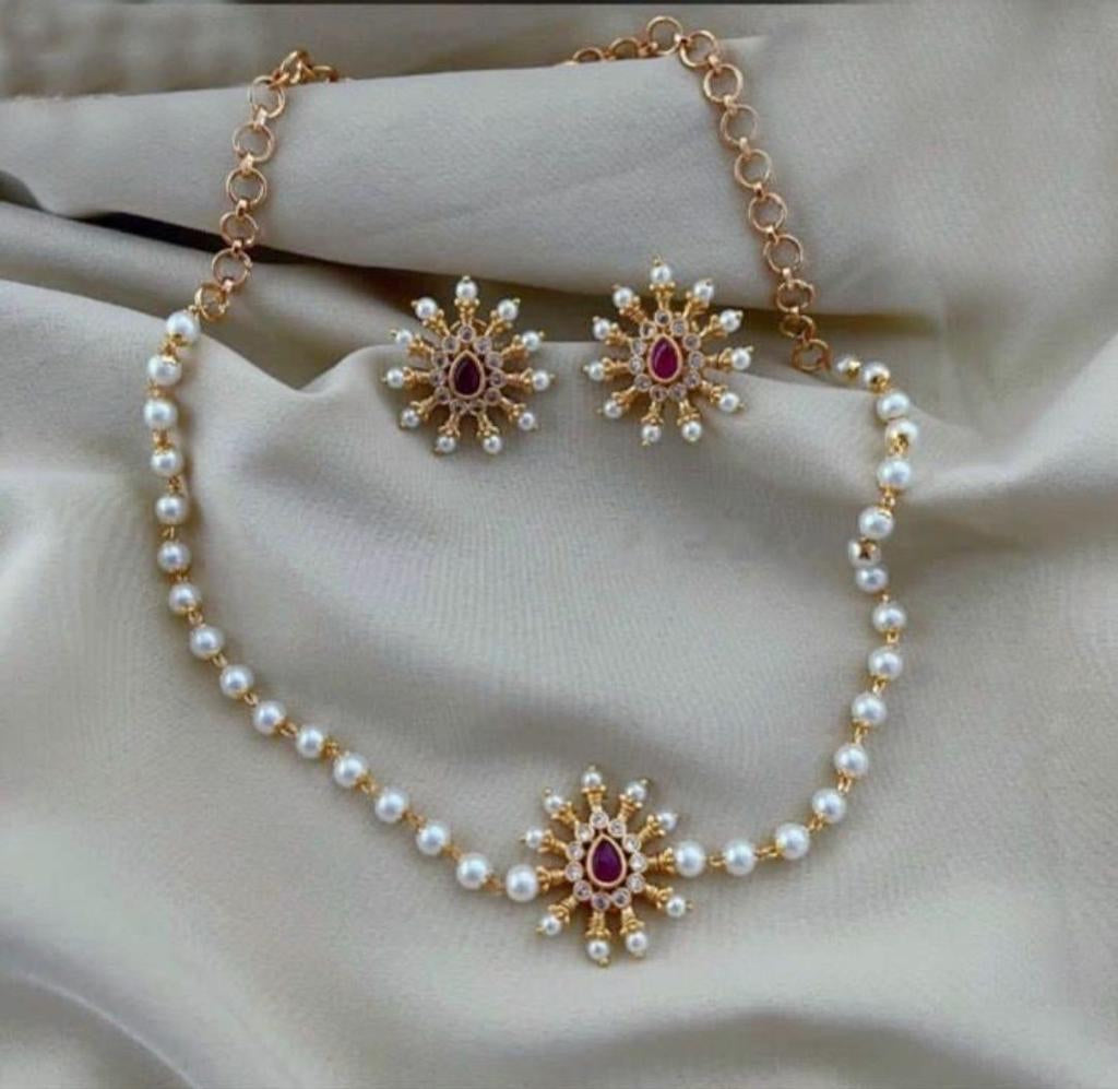 Gold Necklace Set/pearl Choker/indian Choker Necklace/ Pearl Necklace /  Guttapusalu Necklace /temple Jewelry/ South Indian Jewelry/amrapali/ - Etsy