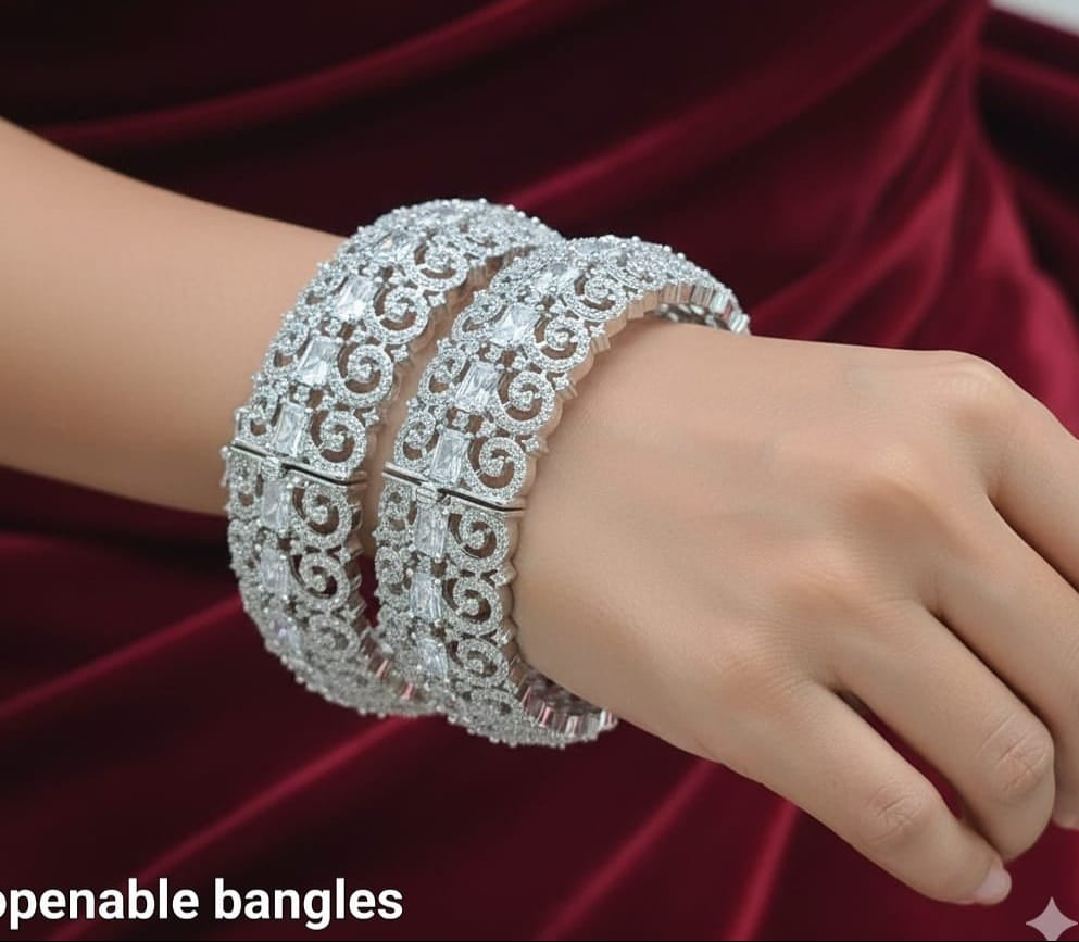 Classy and Stylish Premium CZ Bangles Openable Kada Bangles - Set Of 2