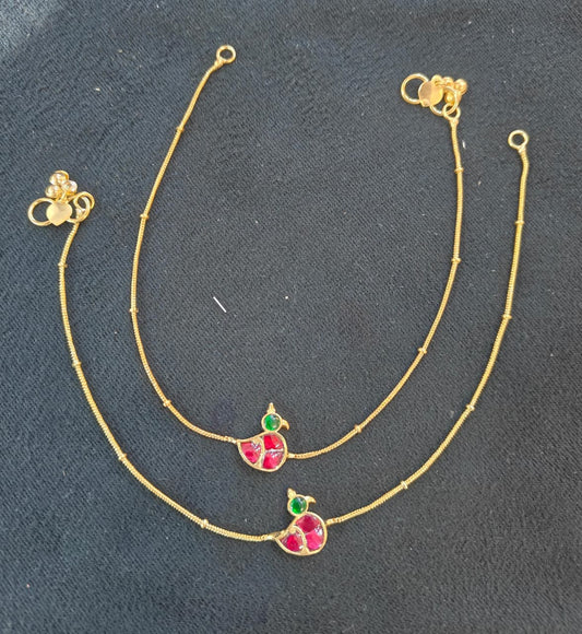 Cute Anklets, Designer Bird Pendant Anklets for Women - 1 Pair