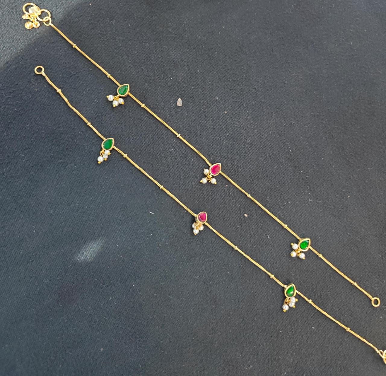 Cute Anklets, Designer Gold Plated  Pearl Drops Anklets -1 Pair