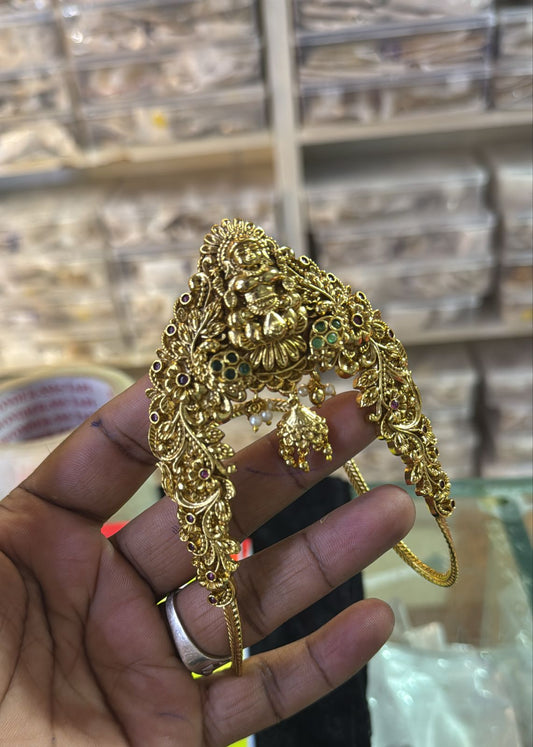 Cute Premium Nakshi Polish Temple Jewelry Vanki/ BajuBand- Lakshmi design
